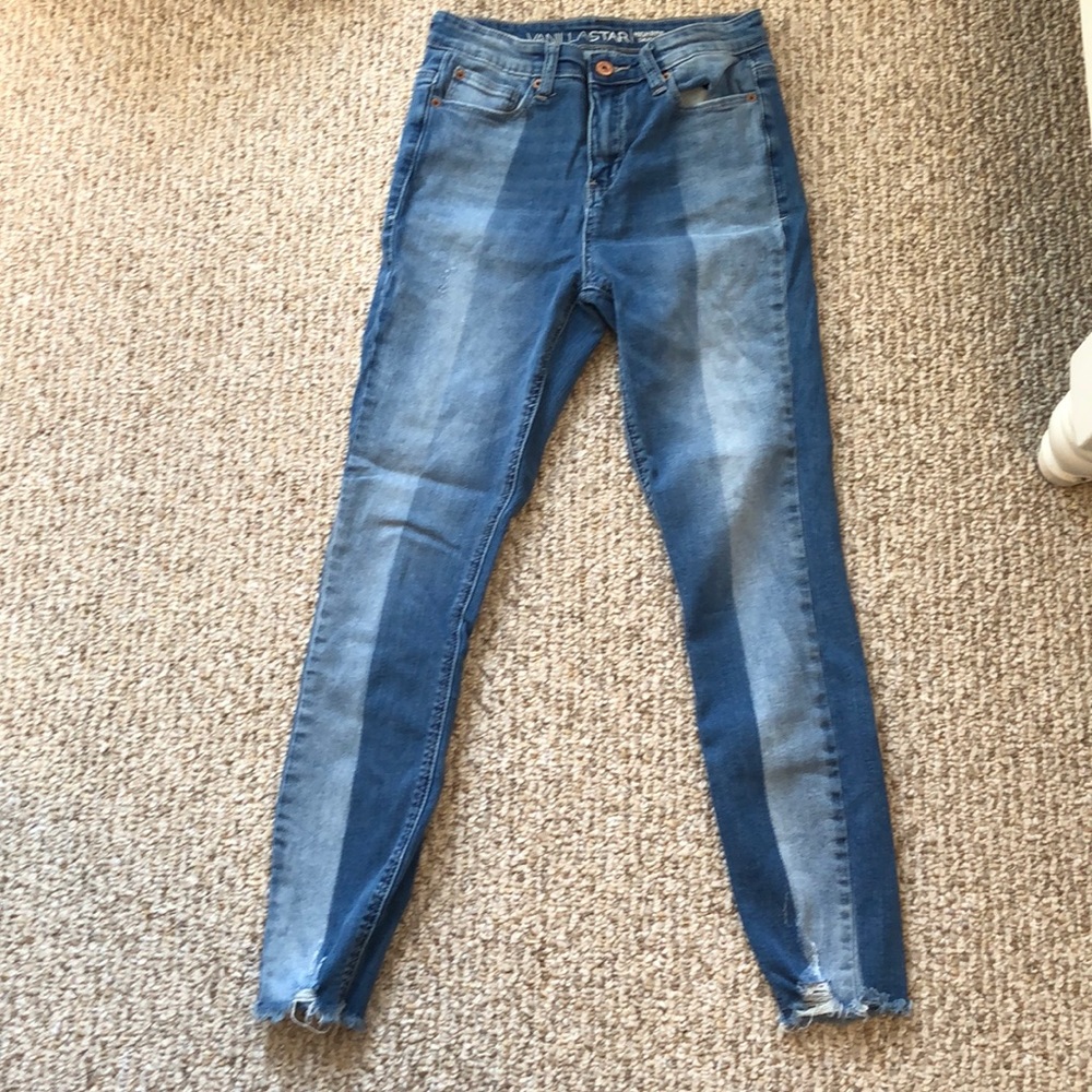 two tone ankle jeans